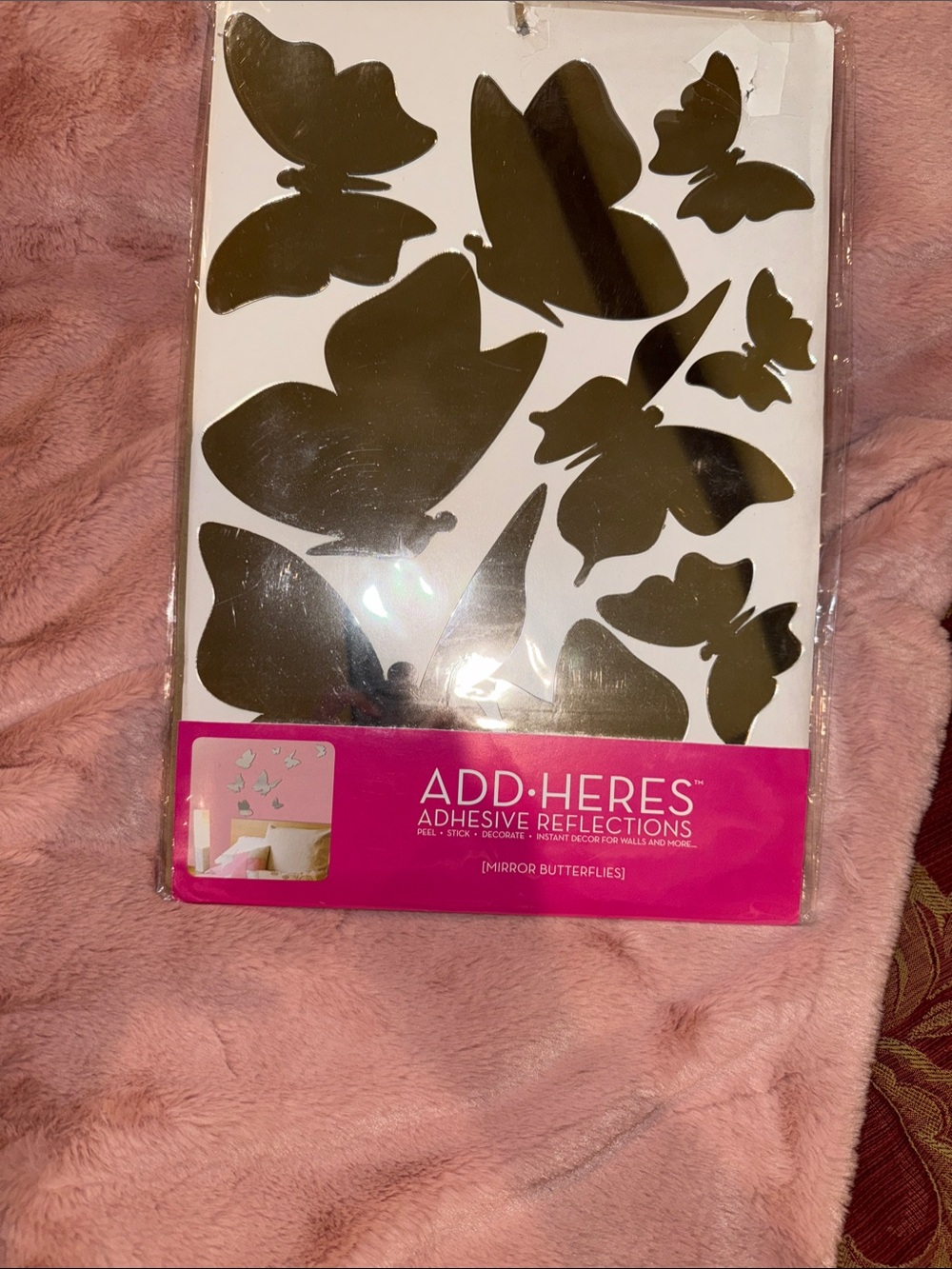 ADD.HERES  Silver plastic Mirror Butterfly Wall Decals